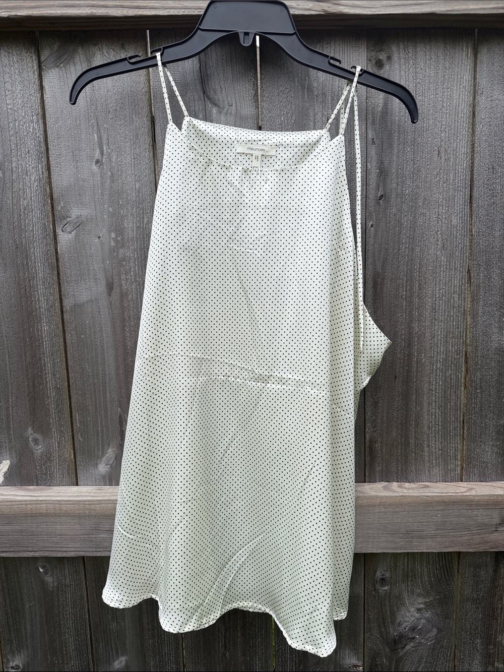 Maurices White Polka Dot Blouse with Black Dots